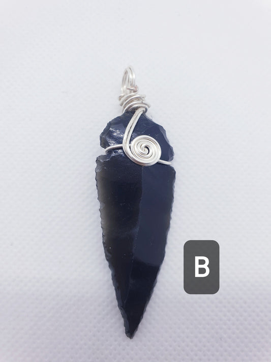Black Obsidian Arrowhead Protection Pendant