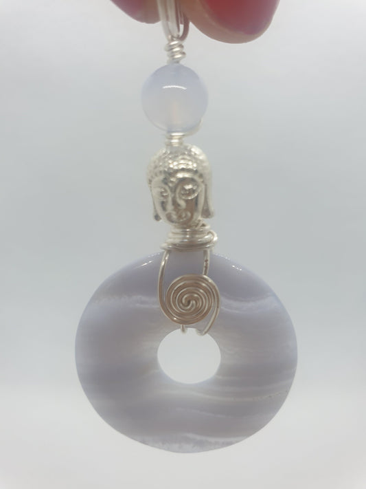Blue Lace Agate Donut Pendant
