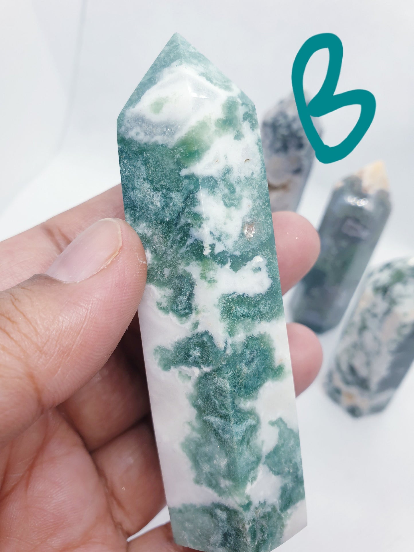 Green Moss Agate Towers