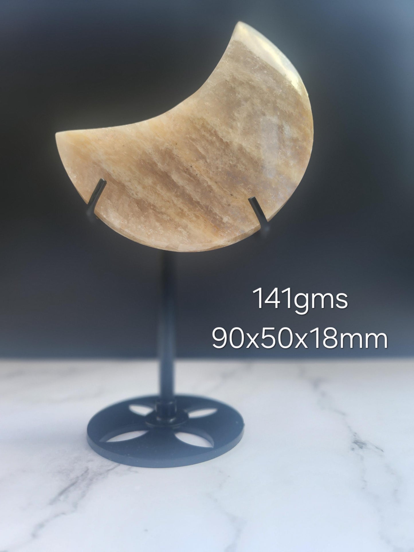 Flashy Peach Moonstone Moon Carving