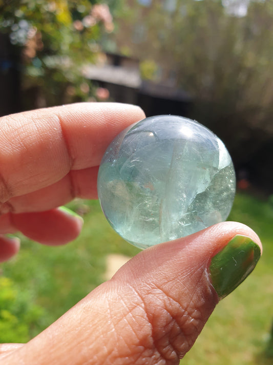 Green Flourite Sphere with Rainbows