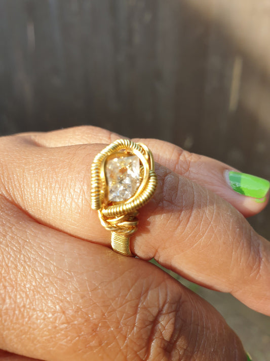 Herkimer Diamond Wire Wrapped Ring