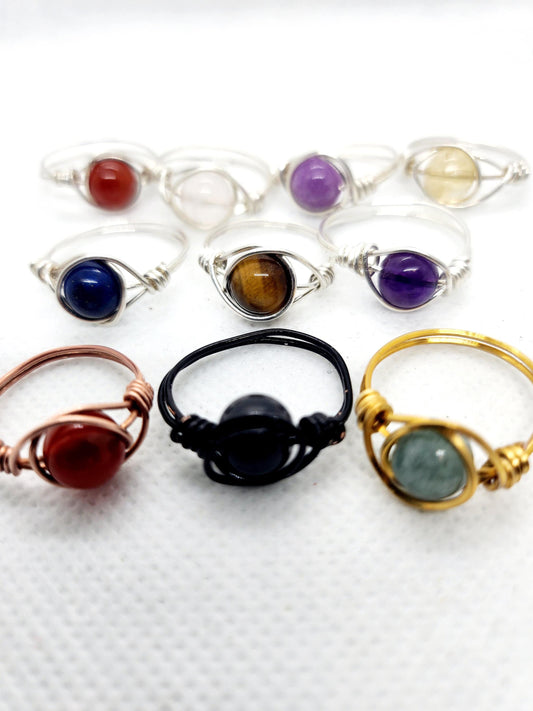 Wire Wrapped Gemstone Rings