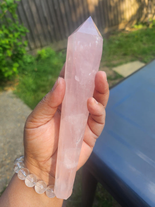 Rose Quartz Wand/Point from Madagascar