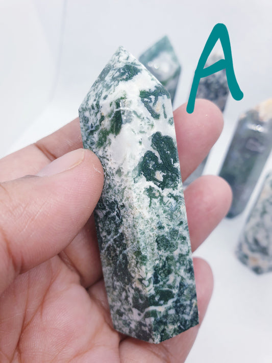 Green Moss Agate Towers