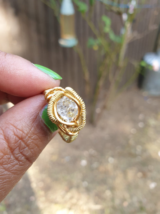 Herkimer Diamond Wire Wrapped Ring