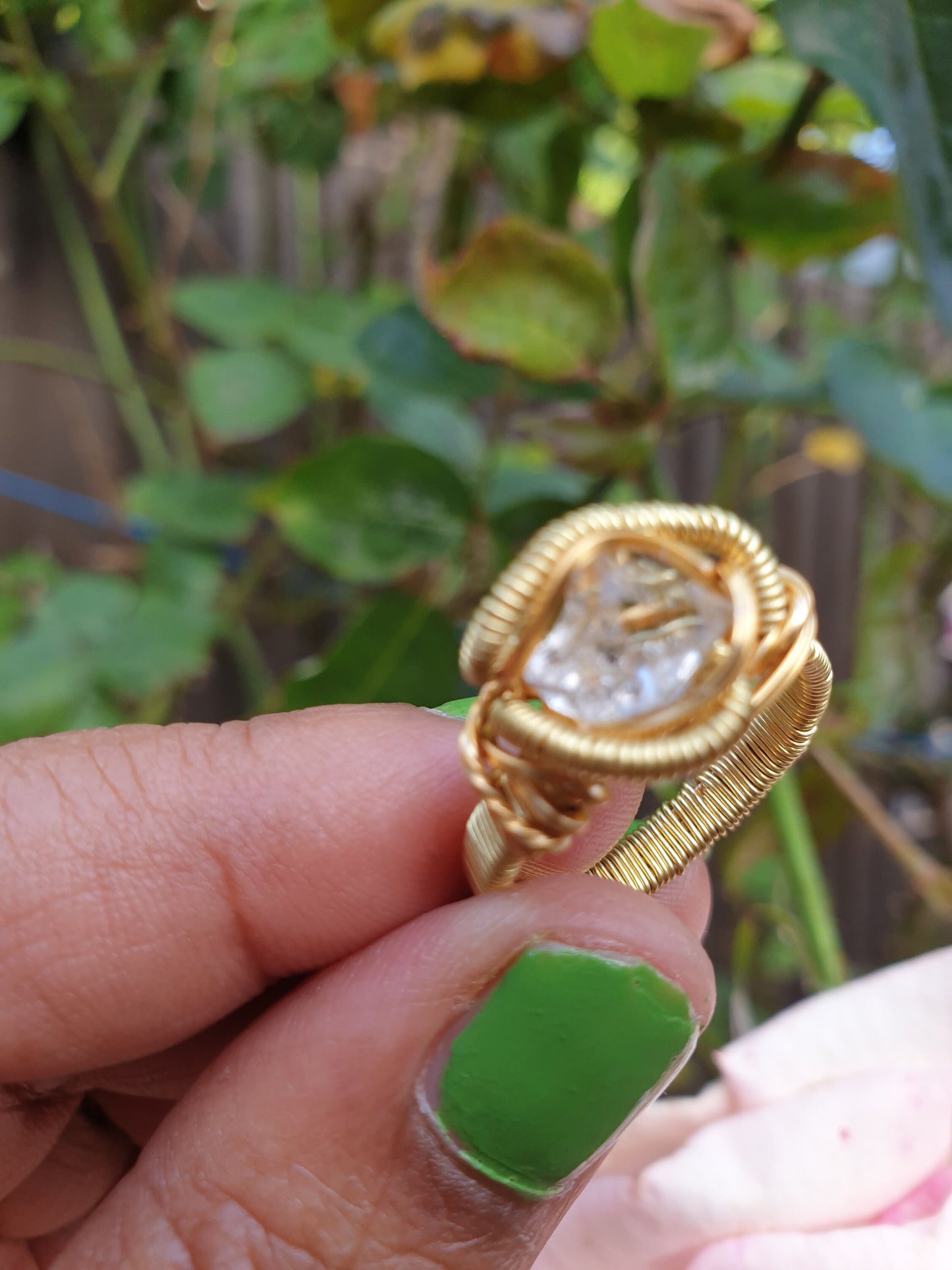 Herkimer Diamond Wire Wrapped Ring