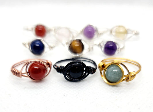 Wire Wrapped Gemstone Rings