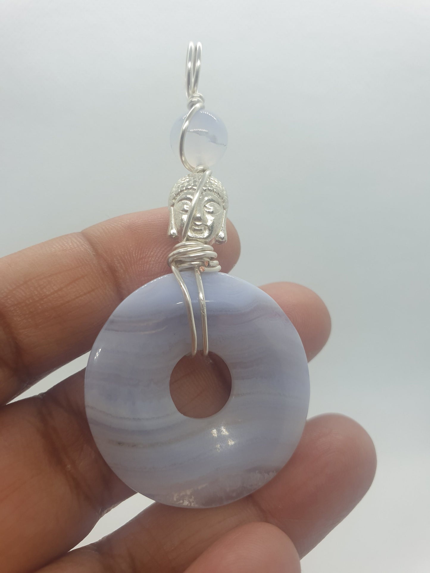Blue Lace Agate Donut Pendant