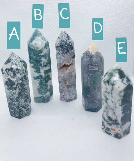 Green Moss Agate Towers