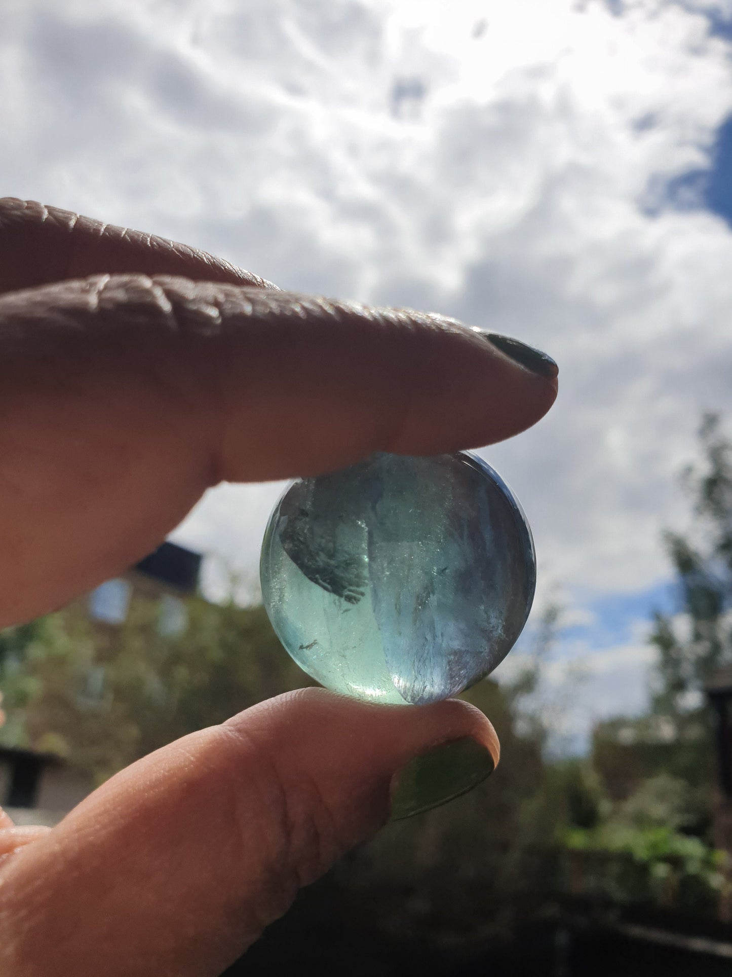 Green Flourite Sphere with Rainbows