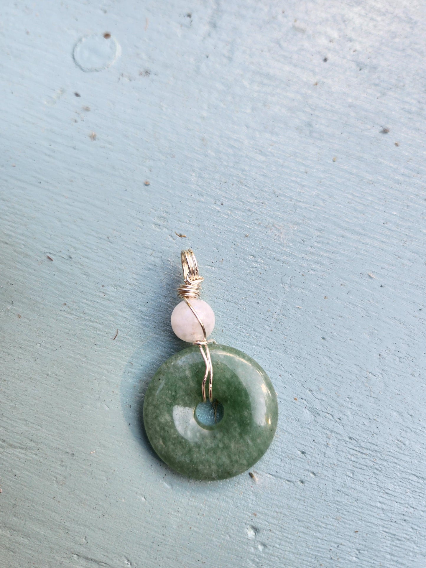 Green Aventurine and Moonstone Bead Pendant