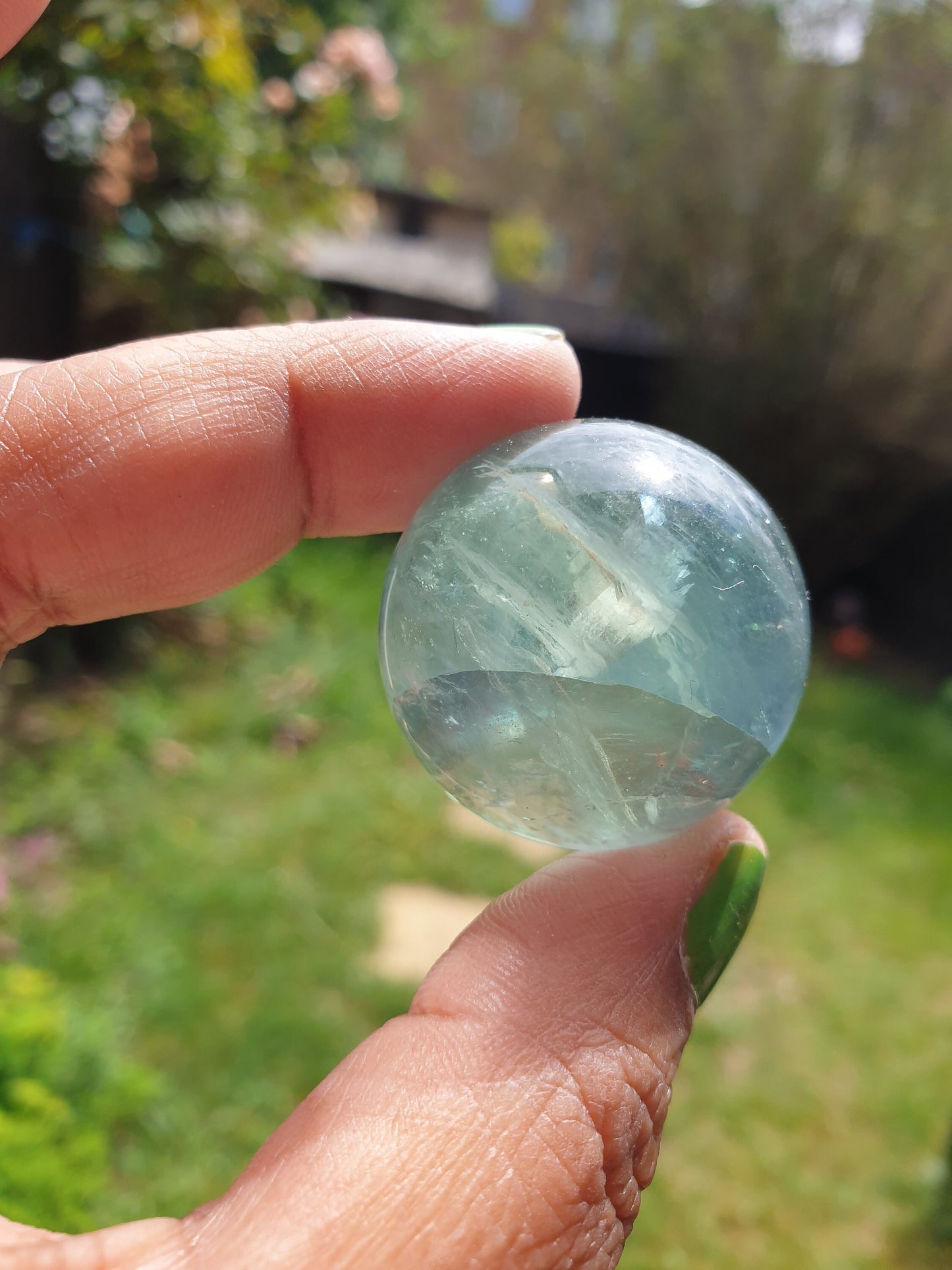 Green Flourite Sphere with Rainbows