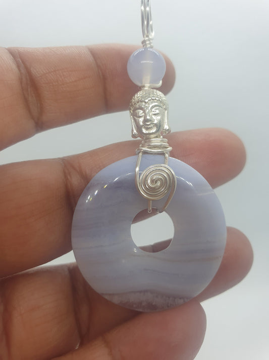 Blue Lace Agate Donut Pendant