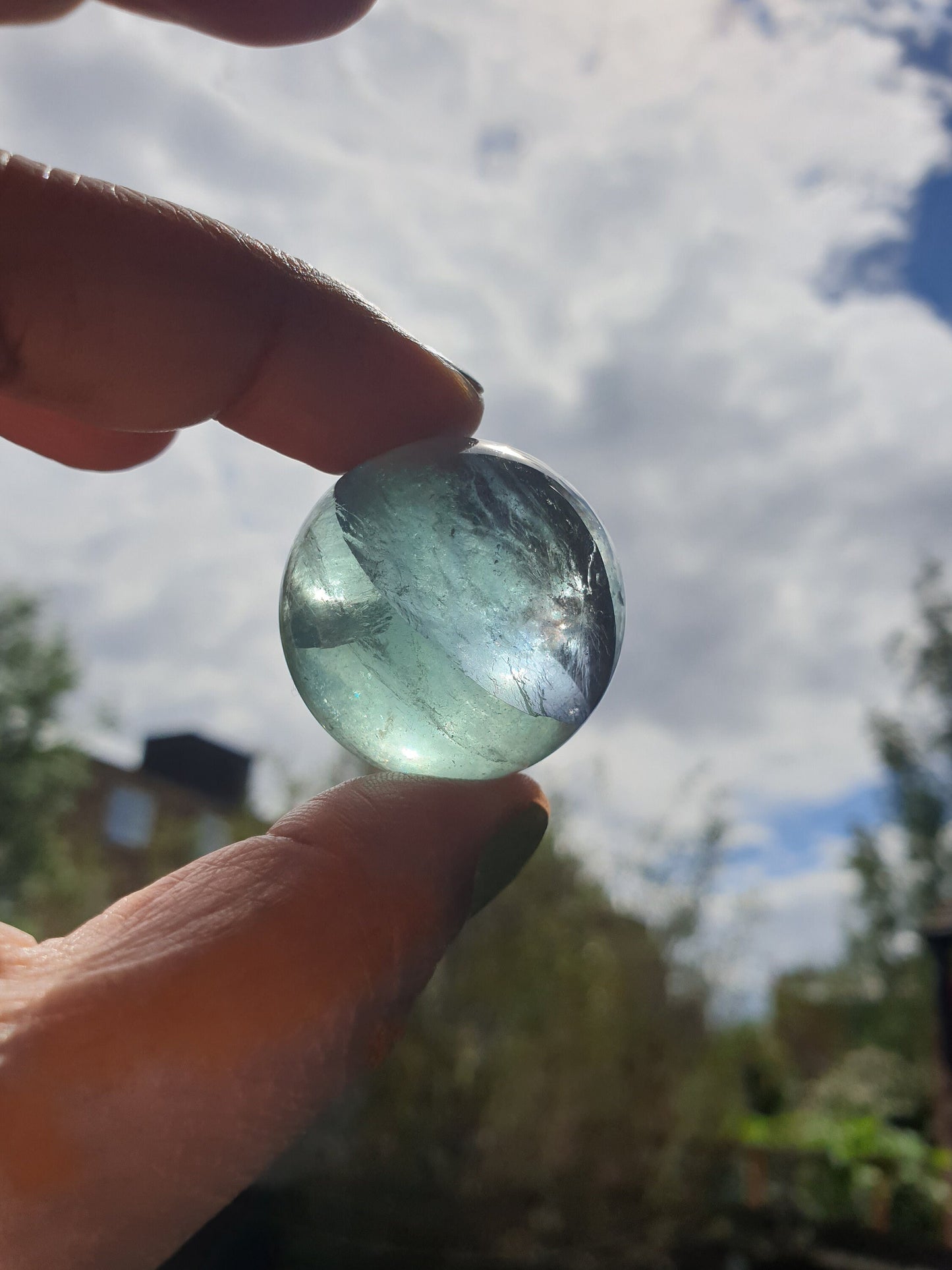 Green Flourite Sphere with Rainbows