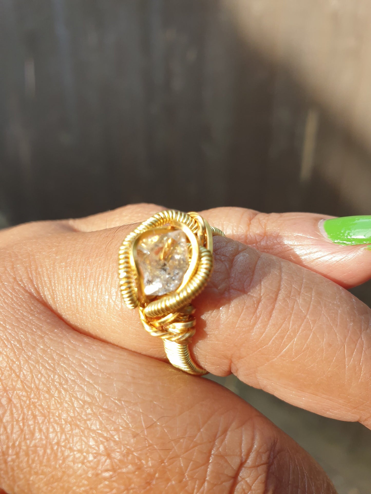 Herkimer Diamond Wire Wrapped Ring
