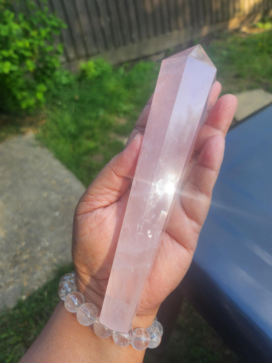 Rose Quartz Wand/Point from Madagascar