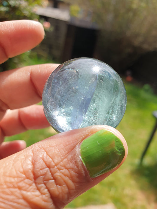 Green Flourite Sphere with Rainbows