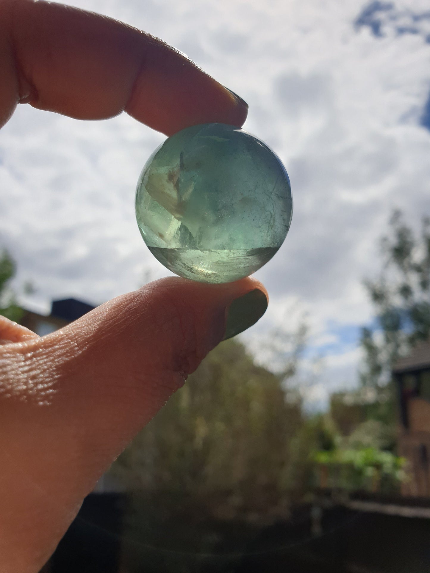 Green Flourite Sphere with Rainbows