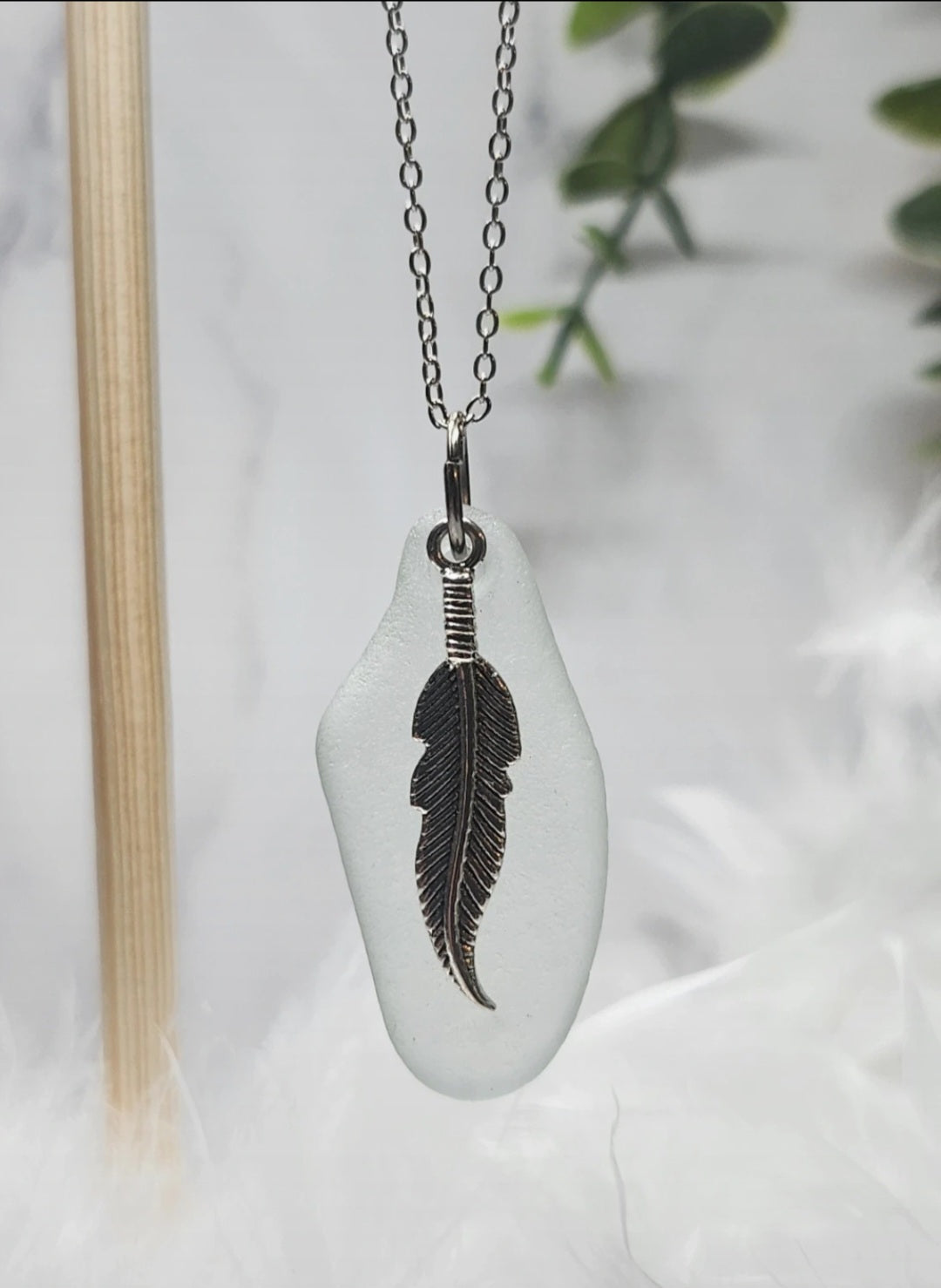 Clear Seaglass Pendant Angel Wings Collection