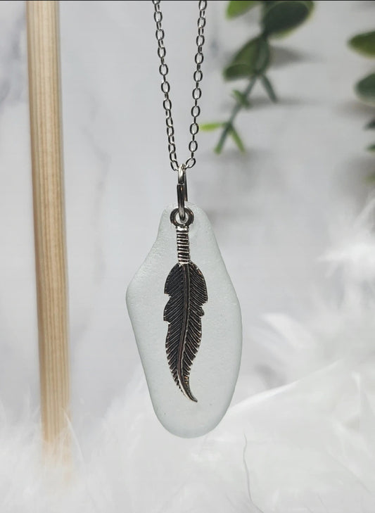 Clear Seaglass Pendant Angel Wings Collection